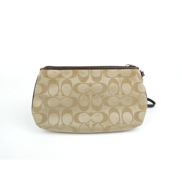 Coach Signature Khaki Brown Ashley Wristlet - Picture 2 of 12